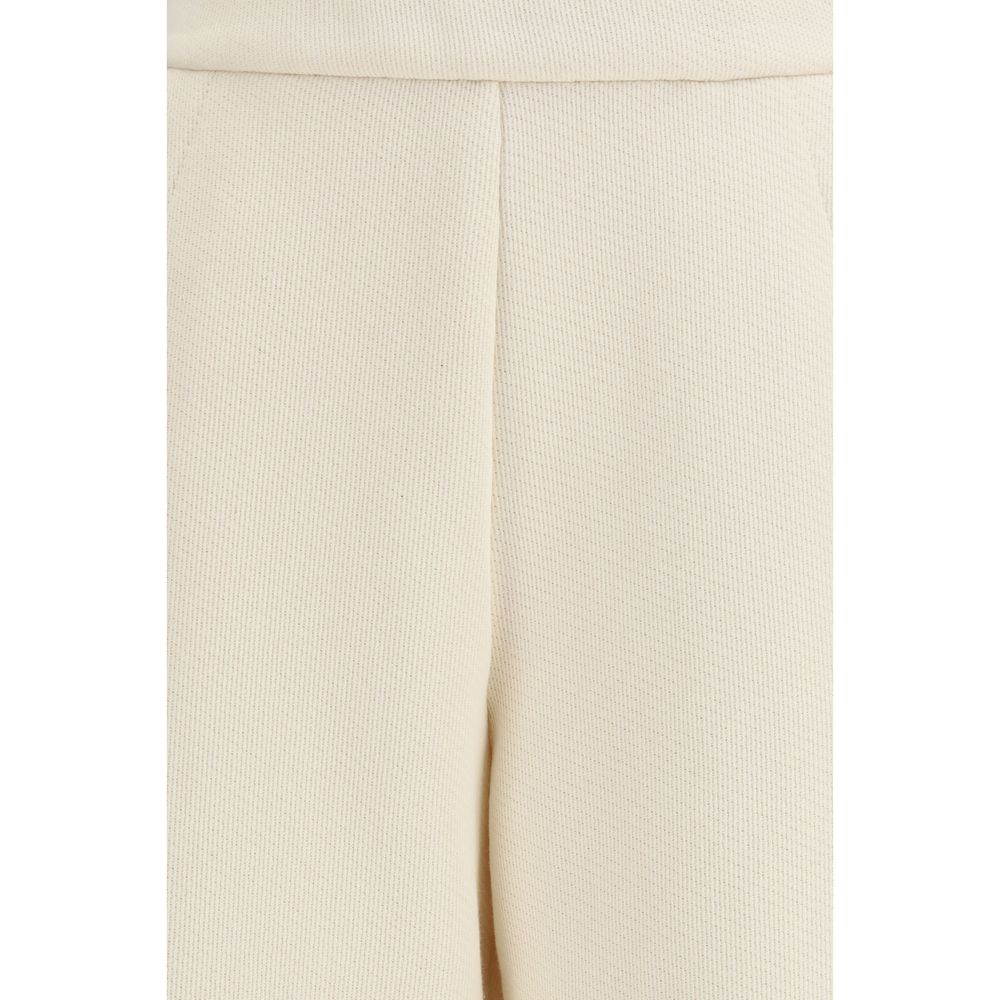 Max Mara Dente Cotton Casual Pants in Pure Beige