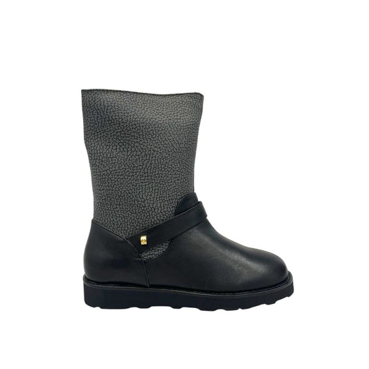 Borbonese Black & Grey Leather Ankle Boots for Women