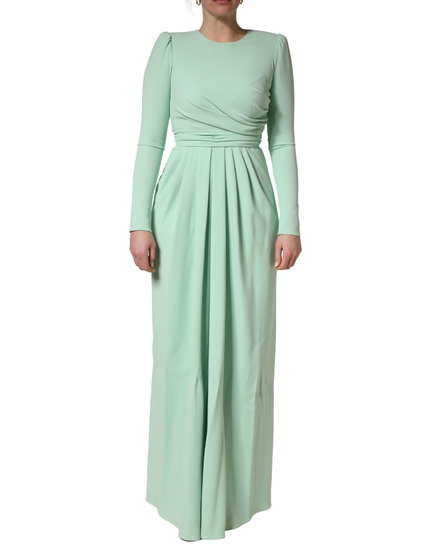 Dolce & Gabbana Green Long Sleeves Long Gown Dress