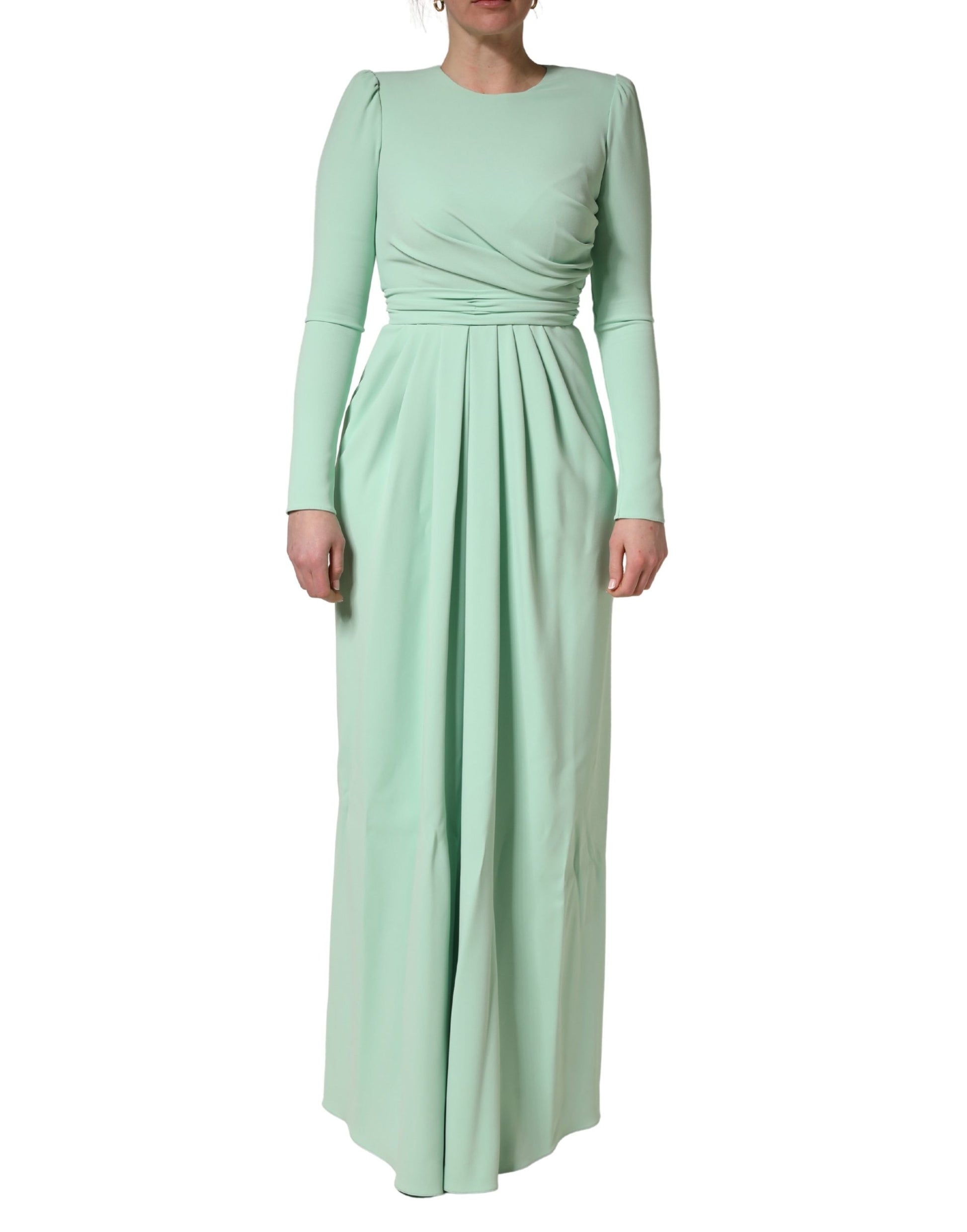 Dolce & Gabbana Green Long Sleeves Long Gown Dress