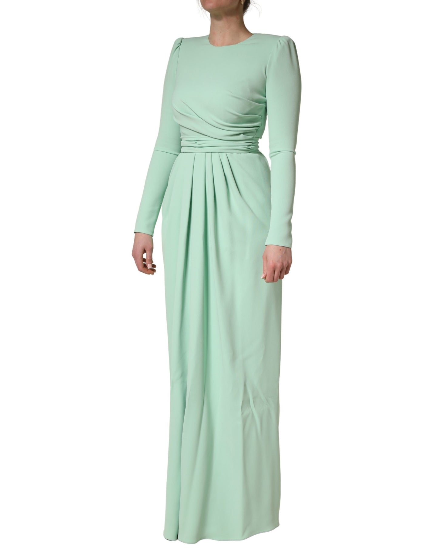 Dolce & Gabbana Green Long Sleeves Long Gown Dress