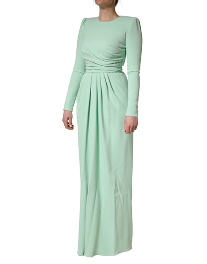 Dolce & Gabbana Green Long Sleeves Long Gown Dress