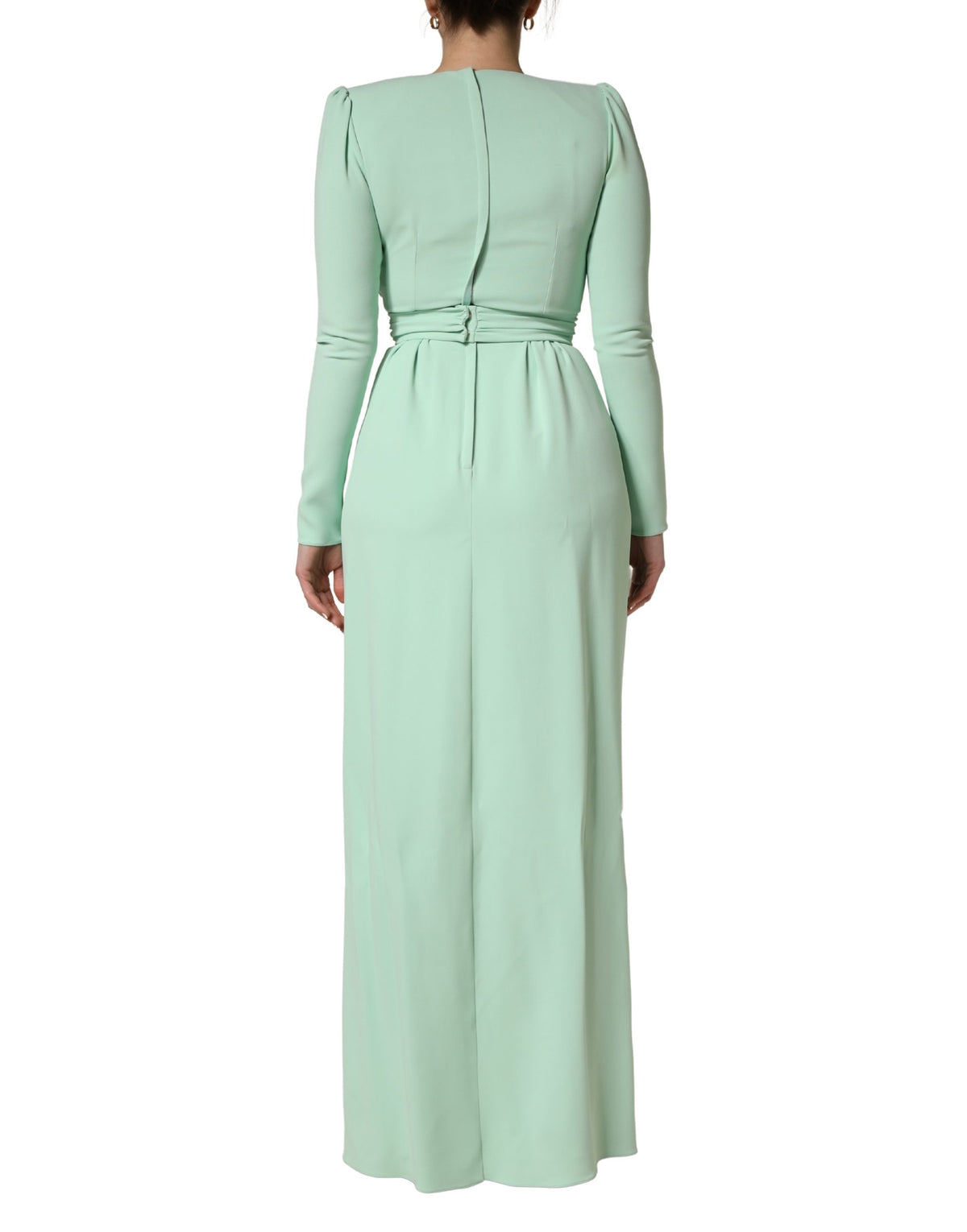 Dolce & Gabbana Green Long Sleeves Long Gown Dress