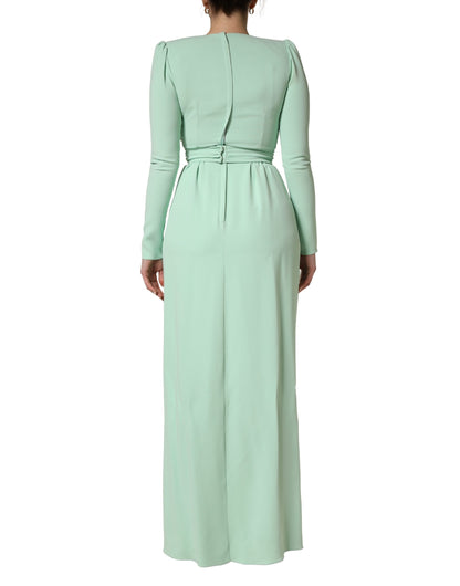 Dolce & Gabbana Green Long Sleeves Long Gown Dress