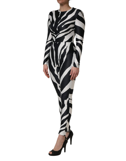 Dolce & Gabbana Black and White Zebra Pattern Jumpsuit