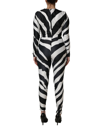 Dolce & Gabbana Black and White Zebra Pattern Jumpsuit