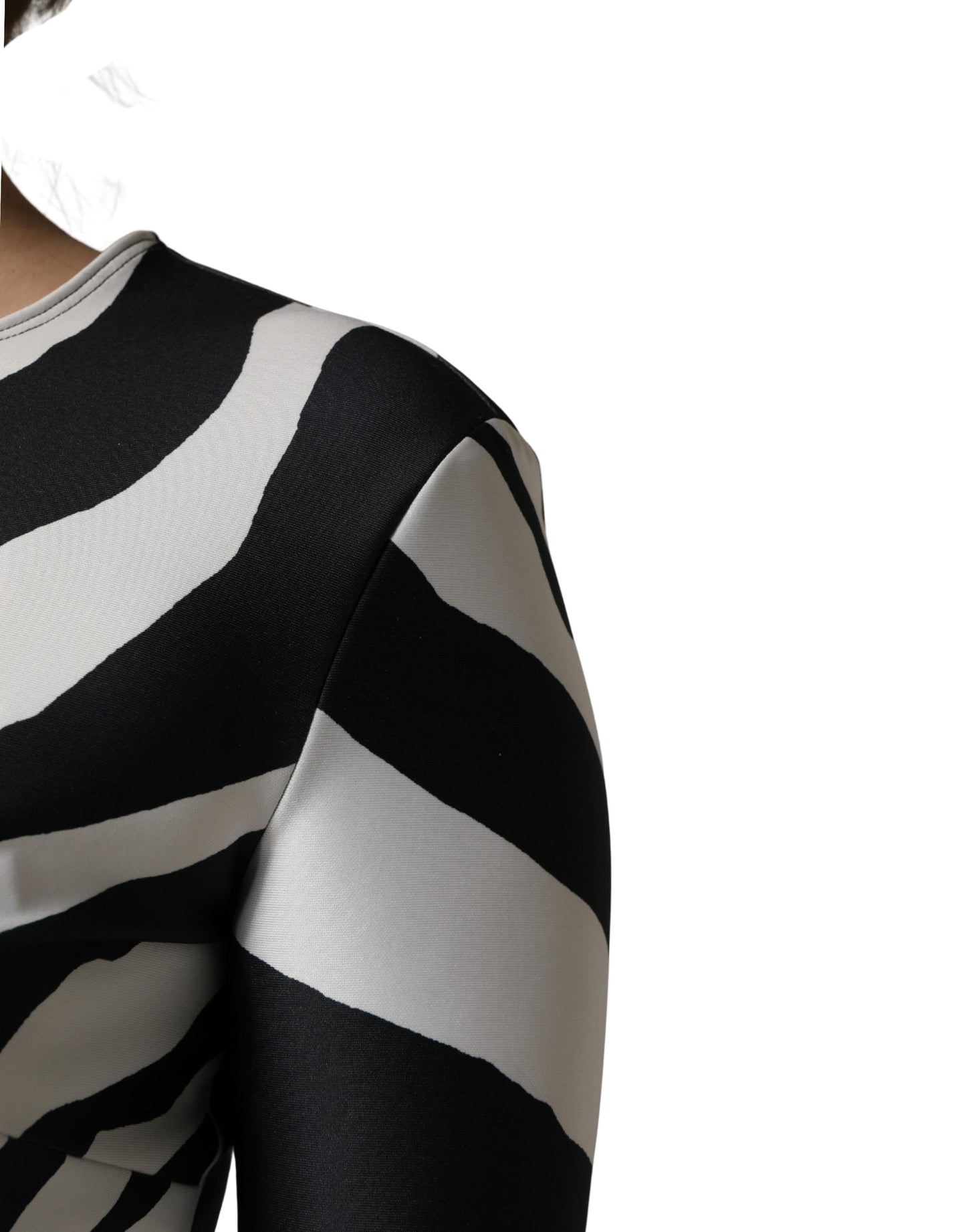 Dolce & Gabbana Black and White Polyester Zebra Pattern Jumpsuit