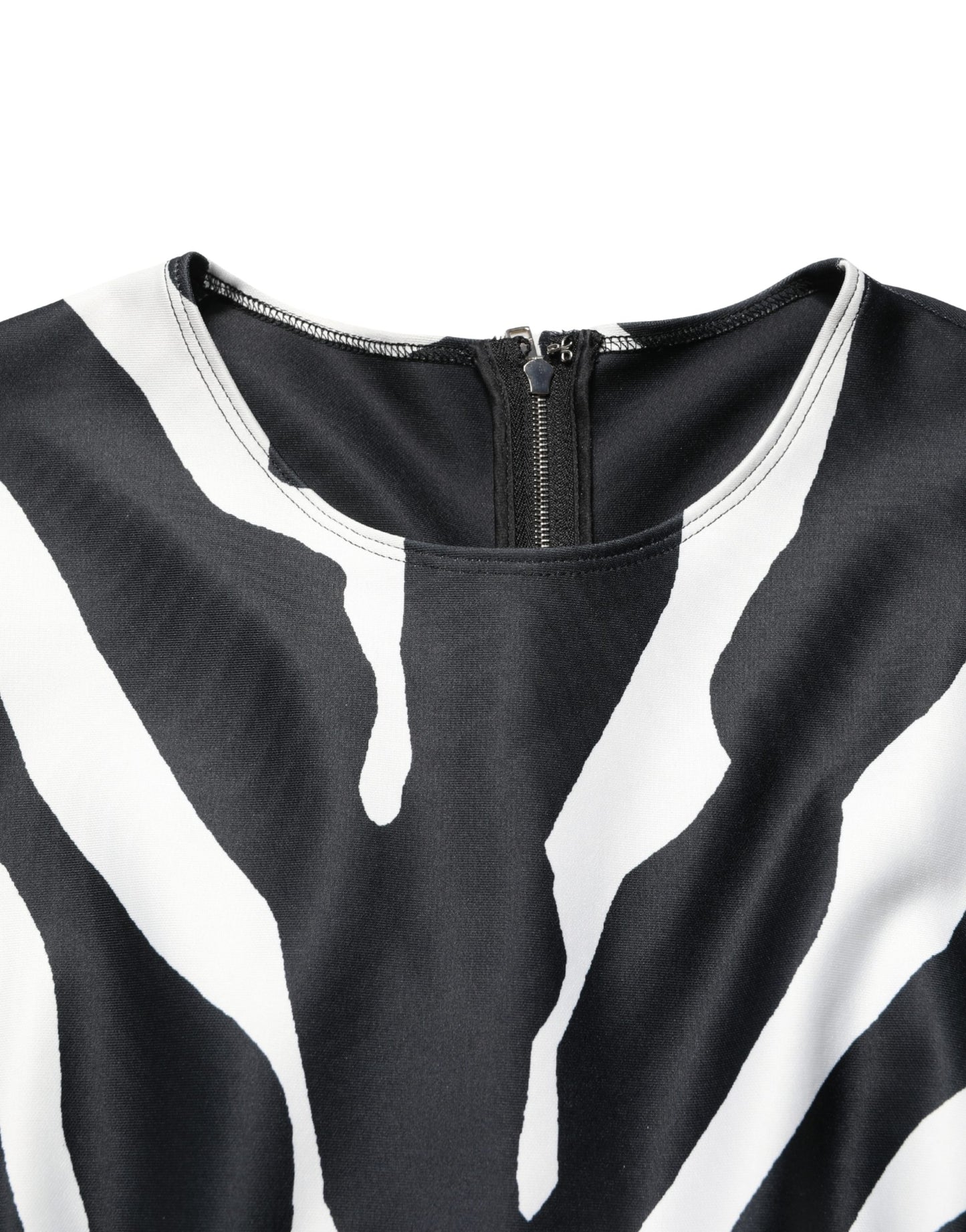 Dolce & Gabbana Black and White Polyester Zebra Pattern Jumpsuit