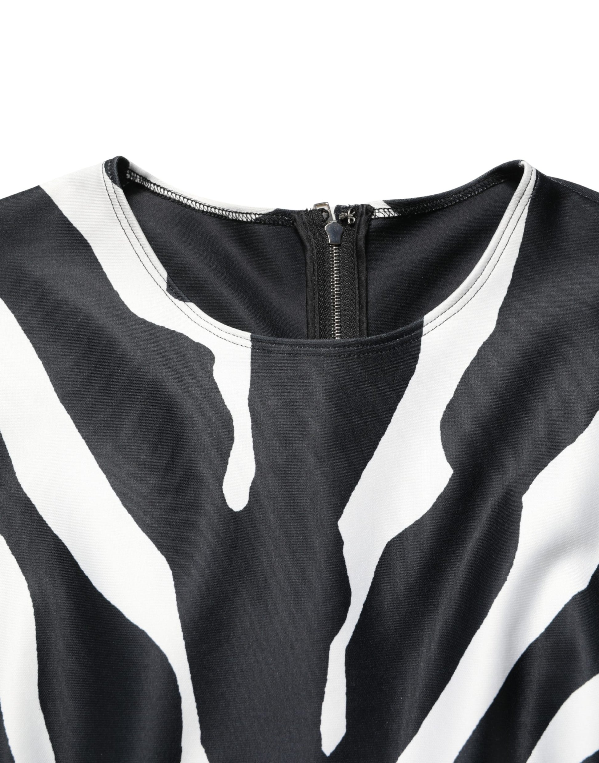Dolce & Gabbana Black and White Polyester Zebra Pattern Jumpsuit