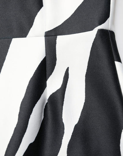 Dolce & Gabbana Black and White Polyester Zebra Pattern Jumpsuit