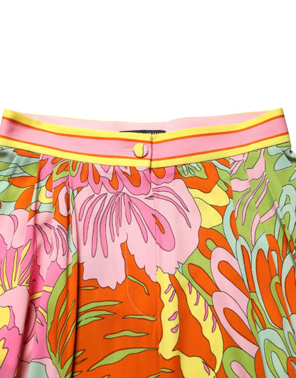 Dolce & Gabbana Multicolor Floral-Print Cropped Trouser Pants