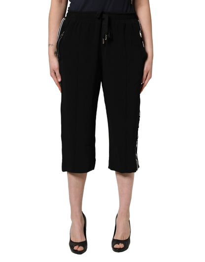 Dolce & Gabbana Black Viscose Mid Waist Cropped Women Pants