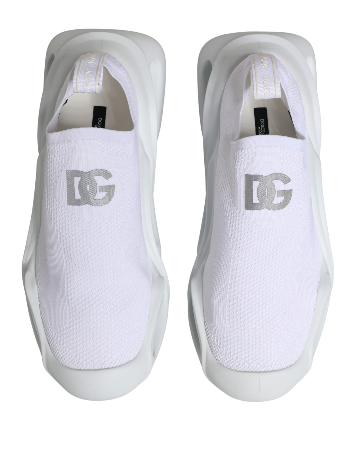 Dolce & Gabbana White Slip-On Wave Low Top Sneakers