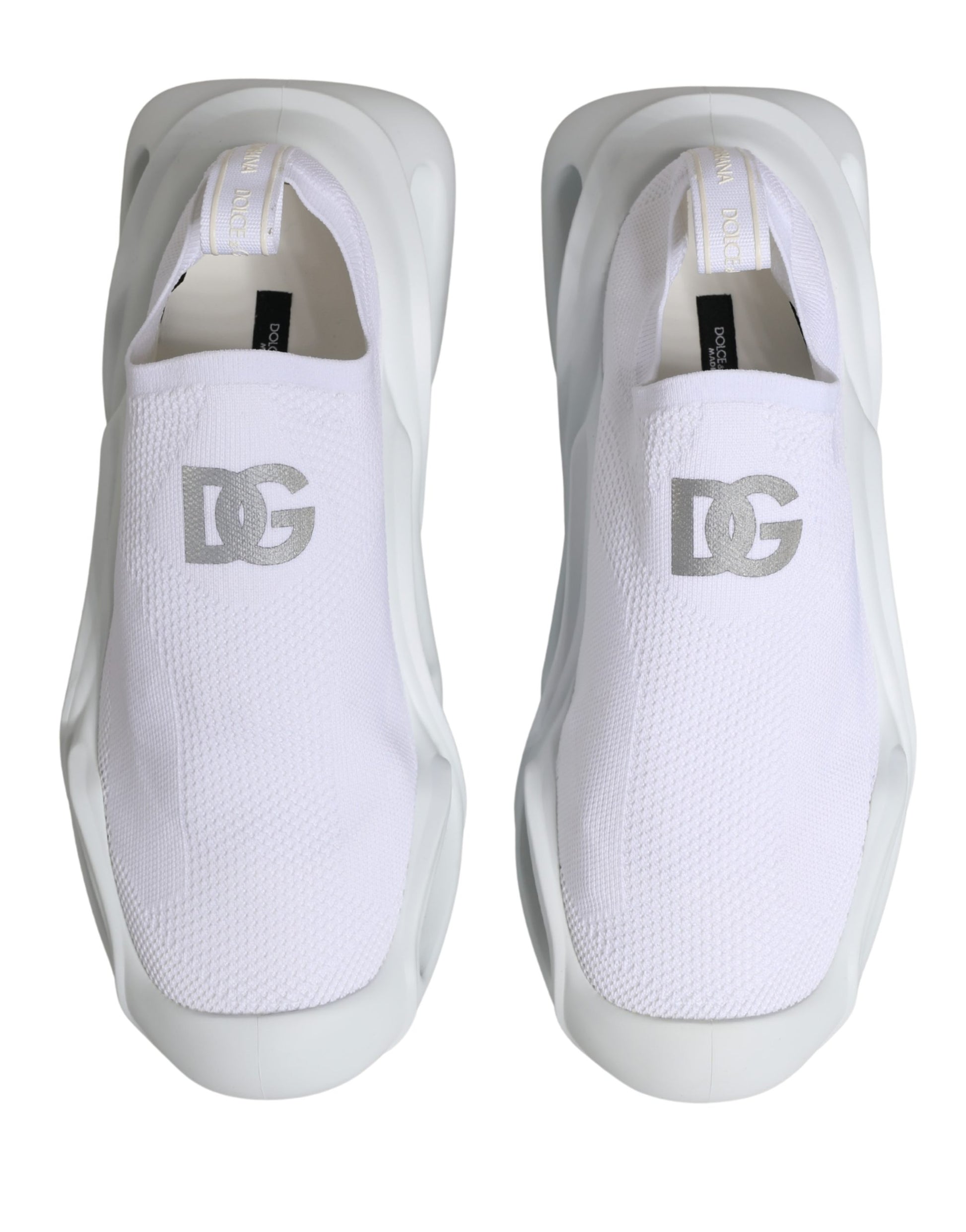 Dolce & Gabbana White Slip-On Wave Low Top Sneakers