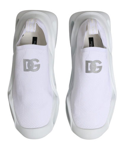 Dolce & Gabbana White Slip-On Wave Low Top Sneakers