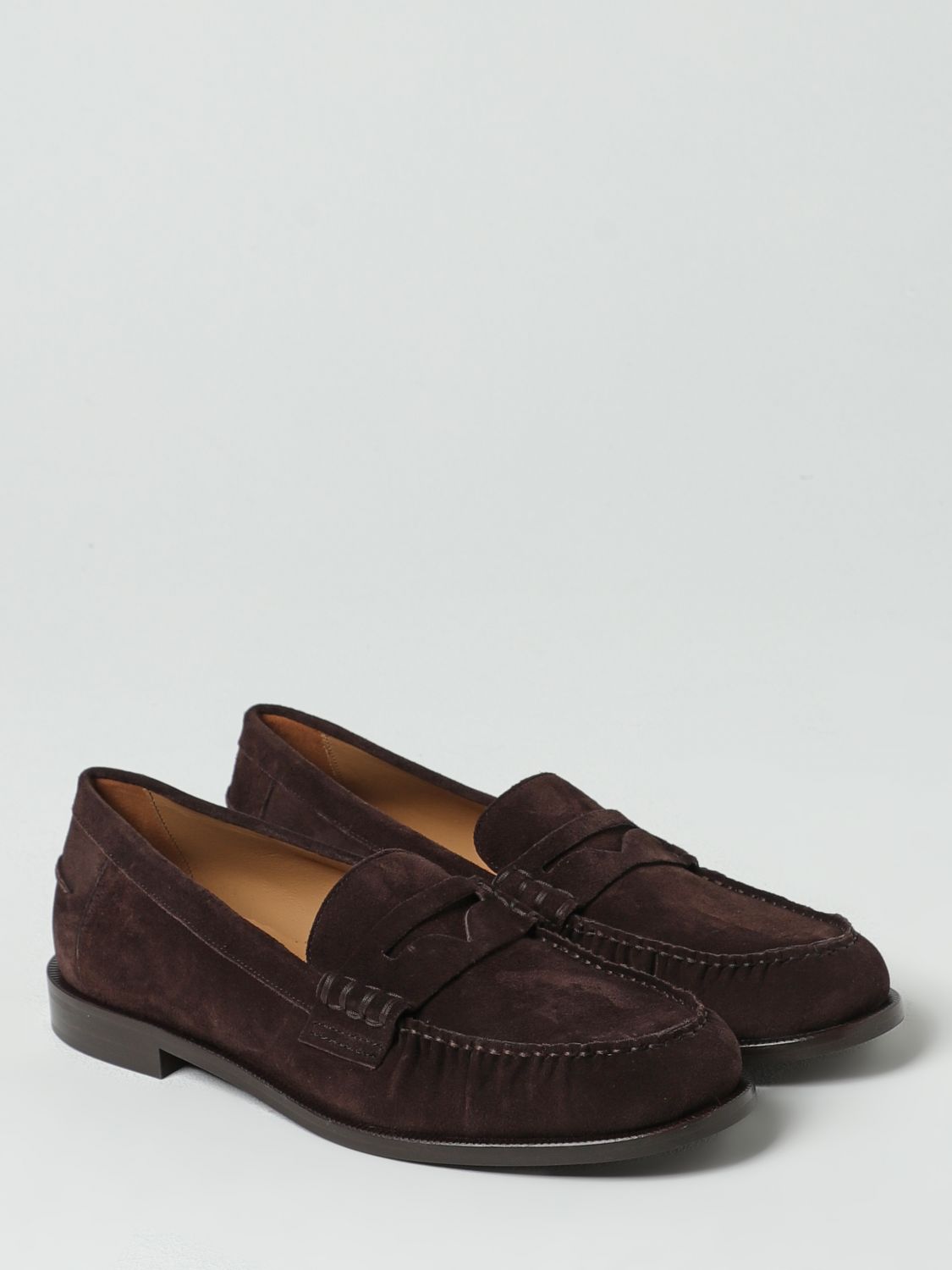 Emporio Armani Brown Suede Leather Penny Loafers