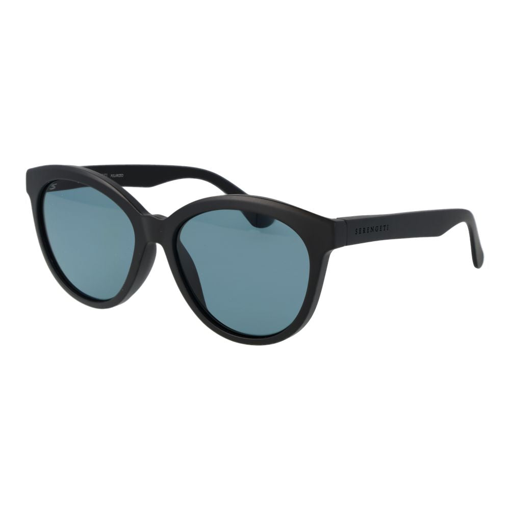 Serengeti Women’s Sunglasses – Black Full-Rim Frame, Blue Lenses