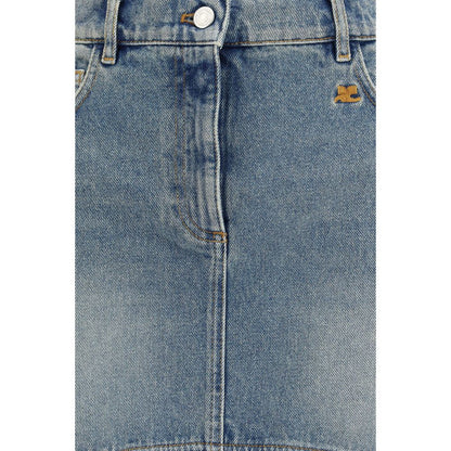 Courrèges Blue Denim Skirt - Asymmetrical Vintage Charm