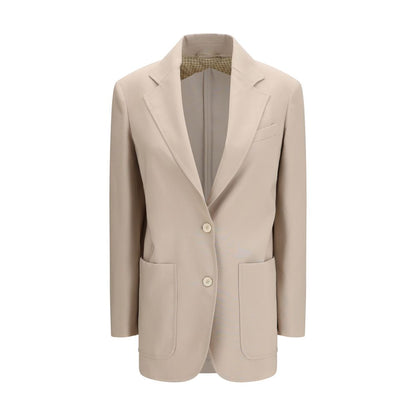 Max Mara Beige Fleece Wool Blend Single-Breasted Blazer