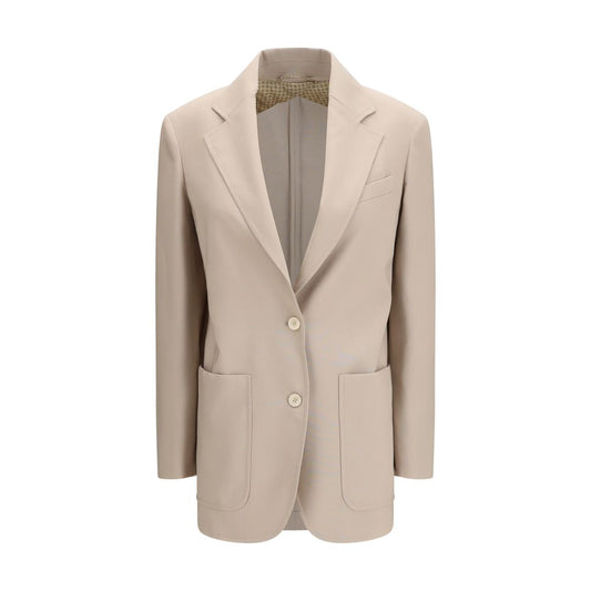 Max Mara Beige Fleece Wool Blend Single-Breasted Blazer