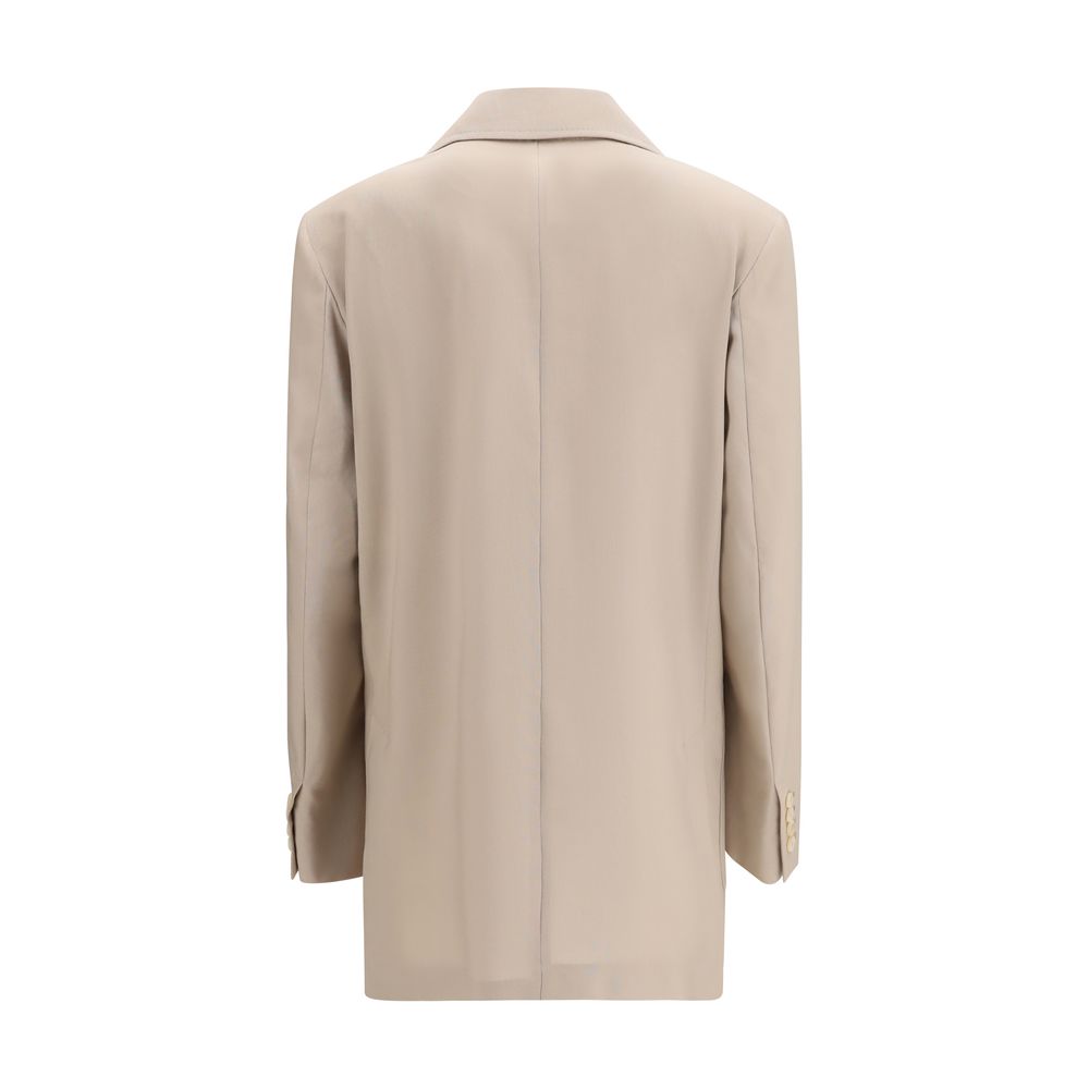 Max Mara Beige Fleece Wool Blend Single-Breasted Blazer