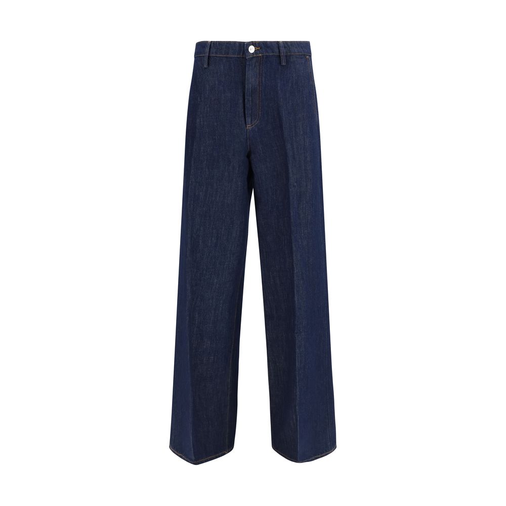 7FOR Blue Cotton Jeans - Iris Wide Leg Jeans