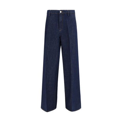 7FOR Blue Cotton Jeans - Iris Wide Leg Jeans