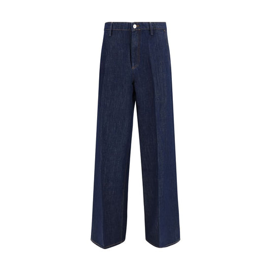 7FOR Blue Cotton Jeans - Iris Wide Leg Jeans