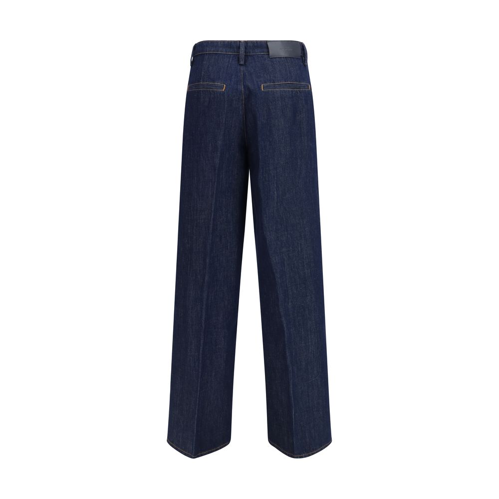7FOR Blue Cotton Jeans - Iris Wide Leg Jeans