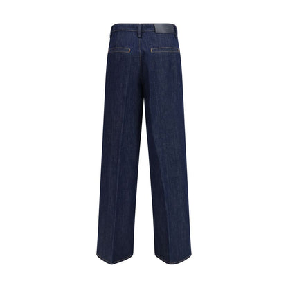 7FOR Blue Cotton Jeans - Iris Wide Leg Jeans