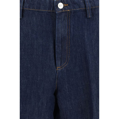 7FOR Blue Cotton Jeans - Iris Wide Leg Jeans