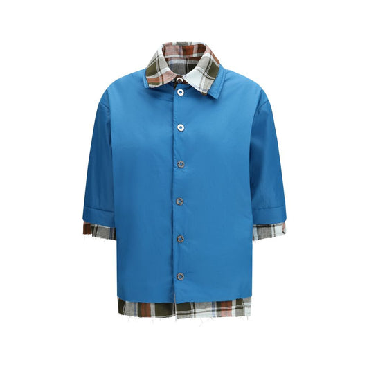 MARBELL Blue Polyamide Dress Shirt - Peggy Bowling Shirt