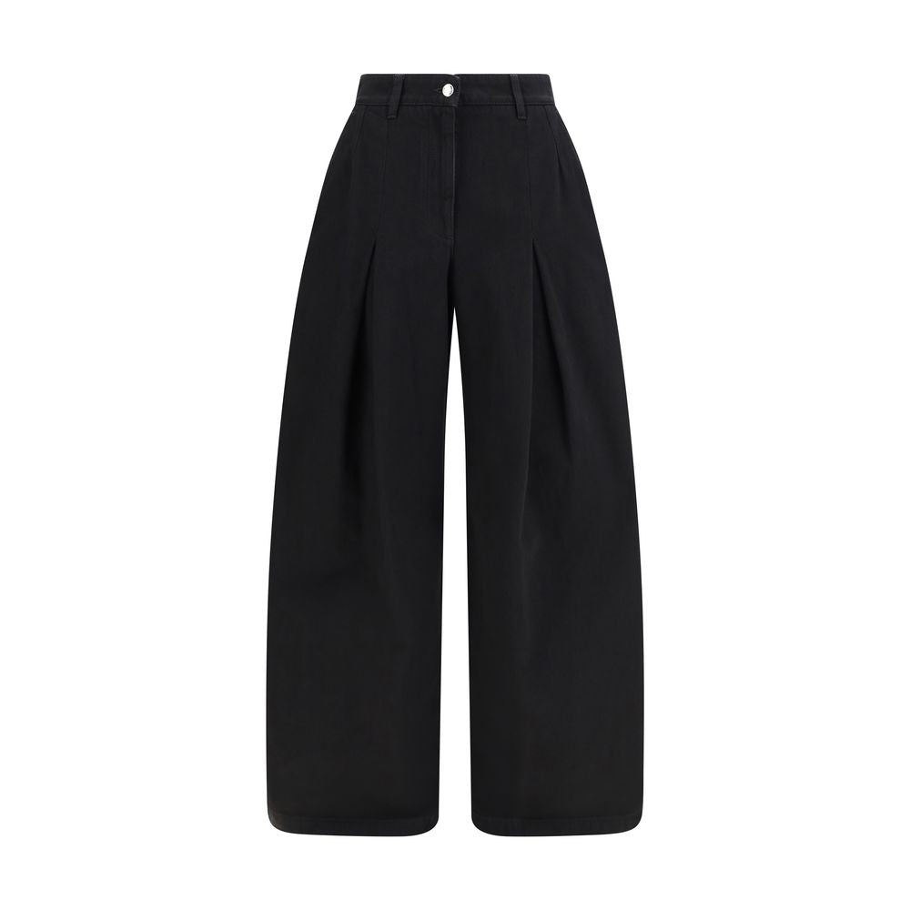 Dolce & Gabbana Black Cotton Wide-Leg Jeans