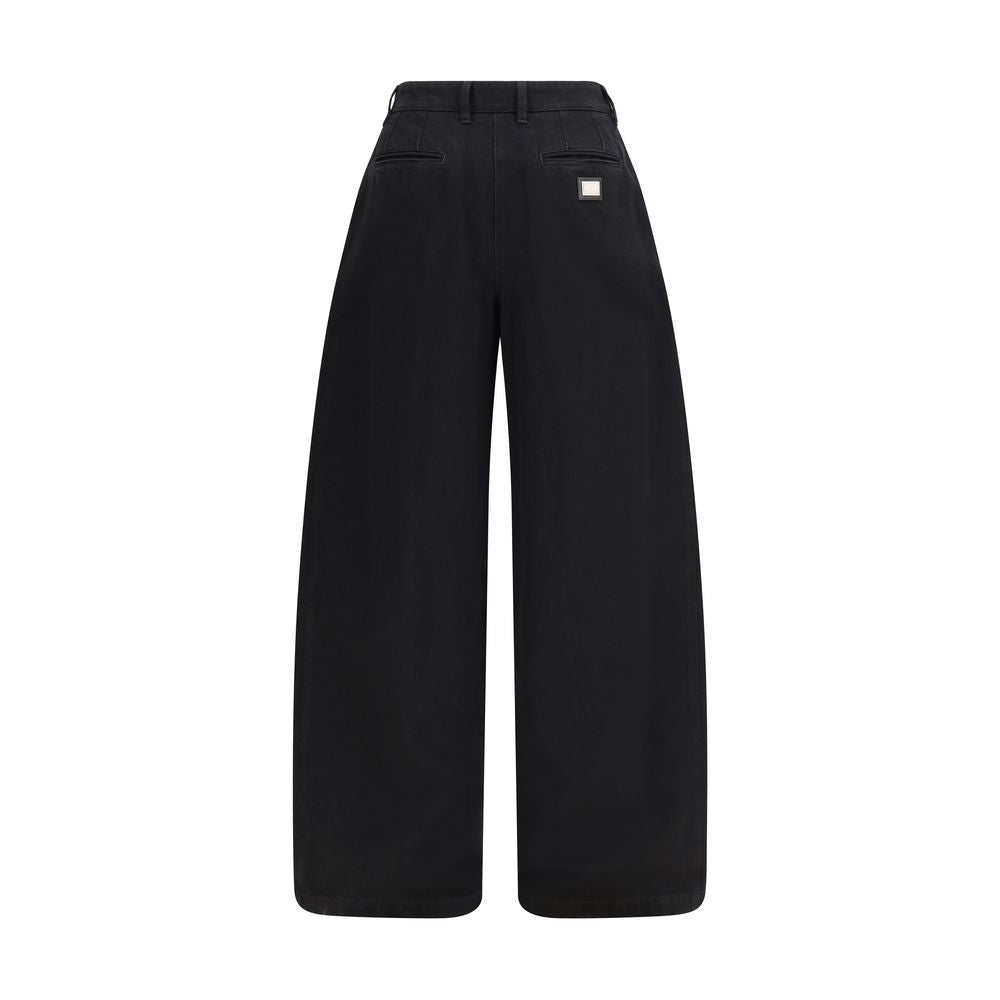 Dolce & Gabbana Black Cotton Wide-Leg Jeans