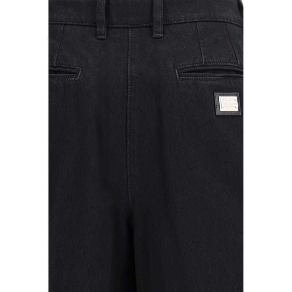 Dolce & Gabbana Black Cotton Wide-Leg Jeans