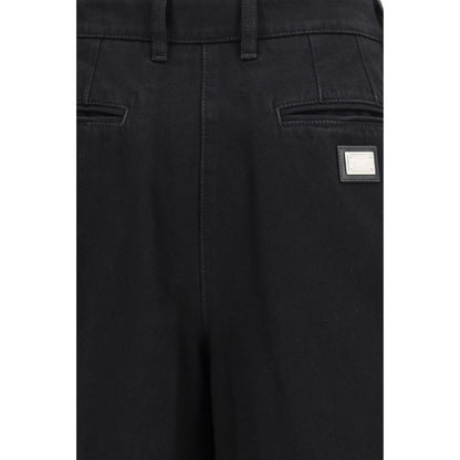 Dolce & Gabbana Black Cotton Wide-Leg Jeans