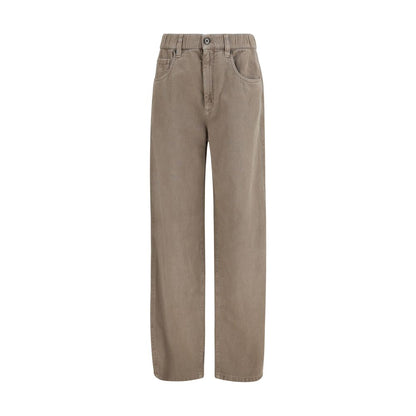 Brunello Cucinelli Beige Cotton Wide-Leg Jeans