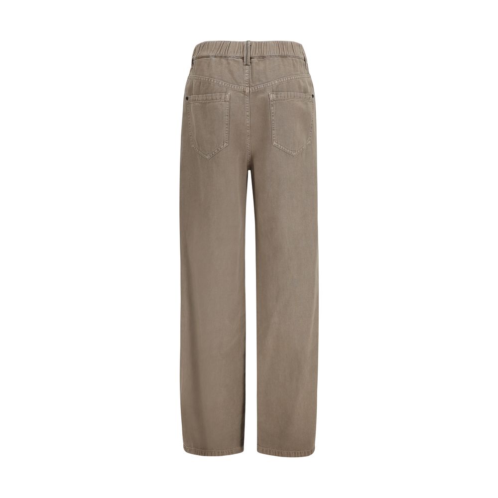 Brunello Cucinelli Beige Cotton Wide-Leg Jeans