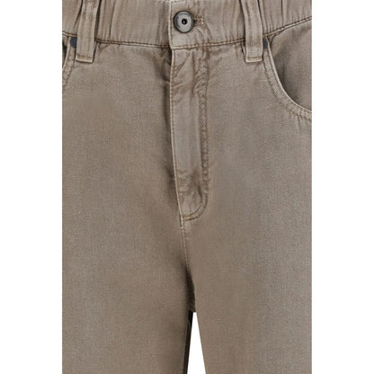 Brunello Cucinelli Beige Cotton Wide-Leg Jeans