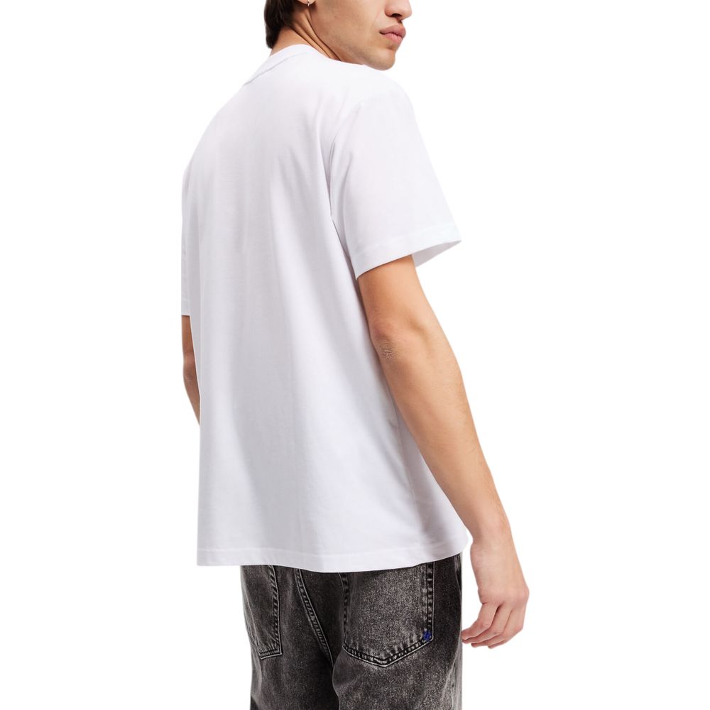 Karl Lagerfeld KLJ Reg Rubber Patch Tee - White Cotton T-Shirt for Men
