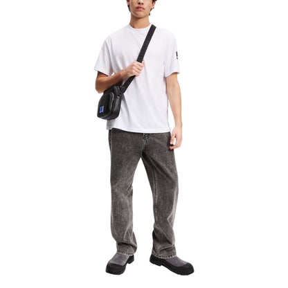 Karl Lagerfeld KLJ Reg Rubber Patch Tee - White Cotton T-Shirt for Men