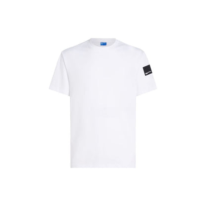 Karl Lagerfeld KLJ Reg Rubber Patch Tee - White Cotton T-Shirt for Men