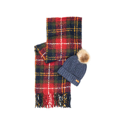 Barbour Bordeaux Polyester Scarf Set