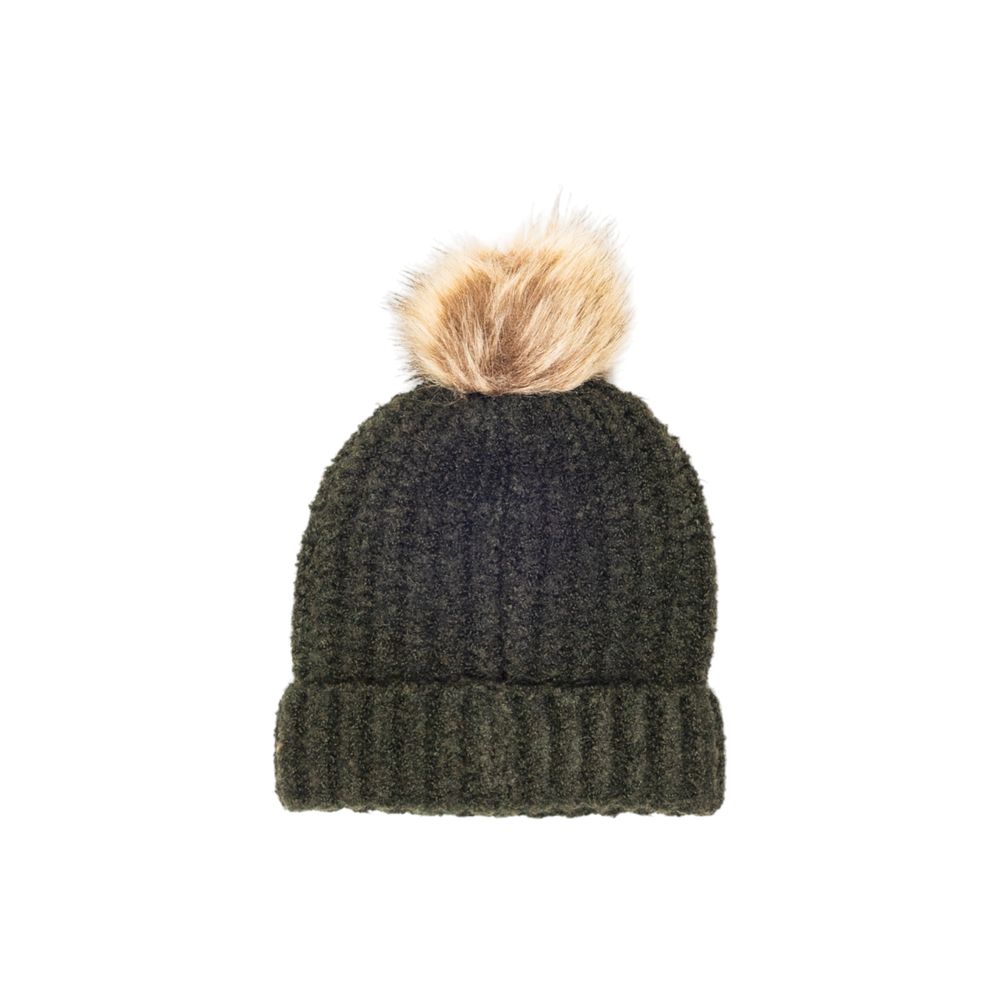 Barbour Green Polyester Beanie & Tartan Scarf Set