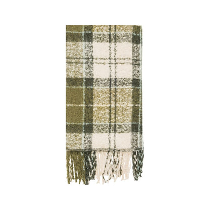 Barbour Green Polyester Beanie & Tartan Scarf Set