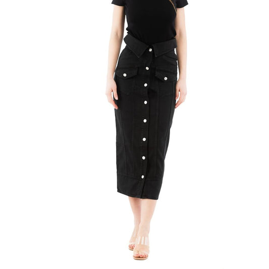 Moschino Black Cotton Midi Skirt IT40