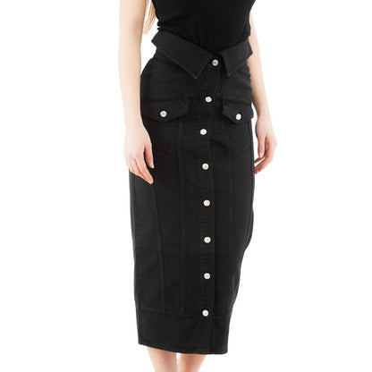 Moschino Black Cotton Midi Skirt IT40