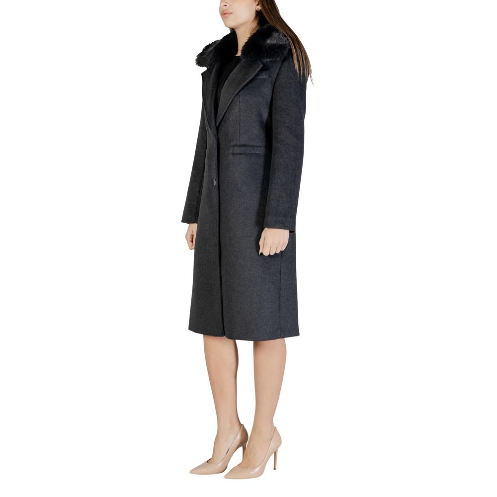 Guess KAROLE FUR COLLAR COAT W5BL19 W2642