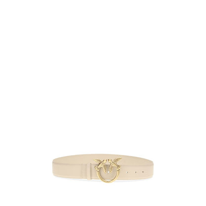 PINKO Beige Calf Leather Love Berry Belt