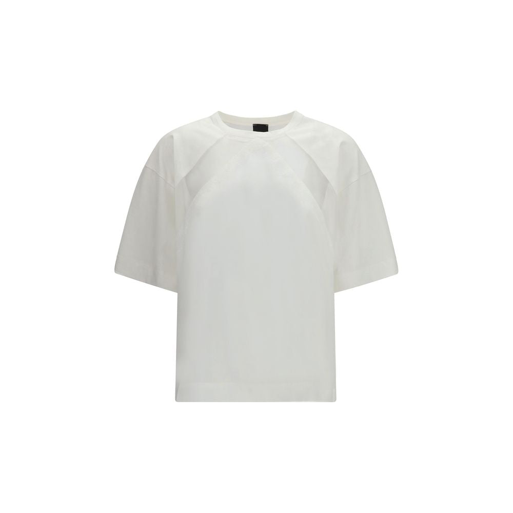 PINKO Stephanie Lace Insert White Cotton T-Shirt